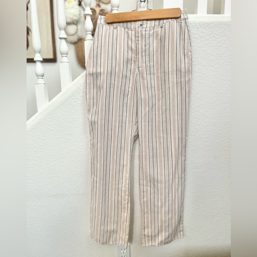 Le Lis Cream and Brown Vertical Stripe Pants